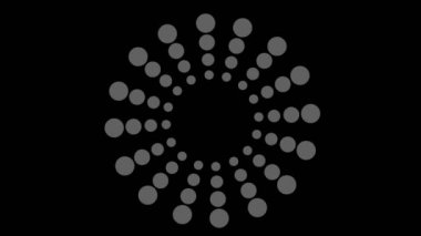 Saat yönünde dönerken ve boyutu 16: 9 video biçiminde artarken, stroboskopik ve hipnotik efektli siyah beyaz çizim