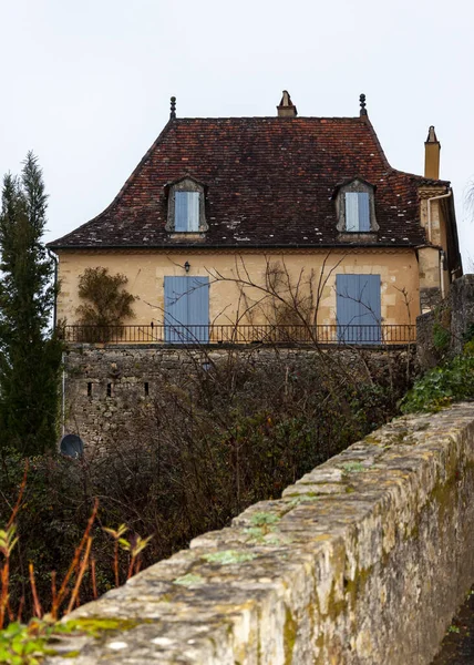 Limeuil Franciaországi Aquitaine Dordogne Prigord Régiójában Középkori Falu Jellegzetes Házakkal — Stock Fotó