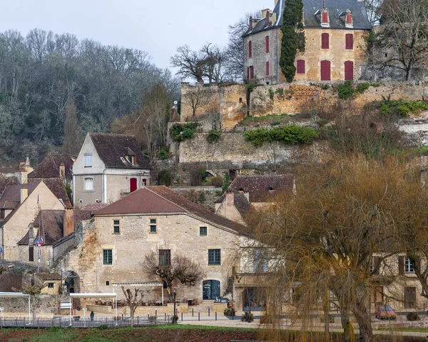 Limeuil Franciaországi Aquitaine Dordogne Prigord Régiójában Középkori Falu Jellegzetes Házakkal — Stock Fotó