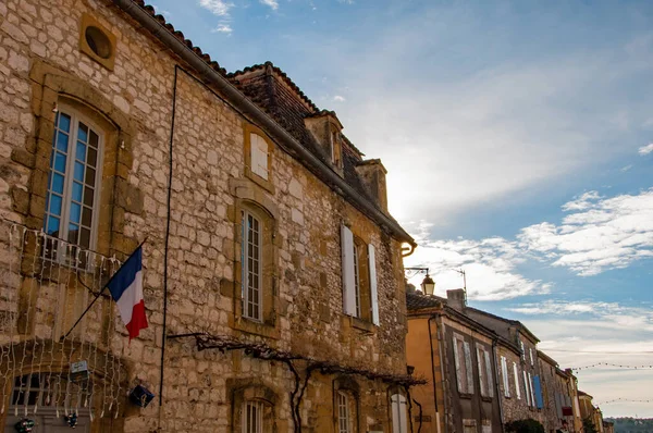 Het Dorp Monpazier Dordogne Prigord Frankrijk Middeleeuws Dorpje Met Arcades — Stockfoto