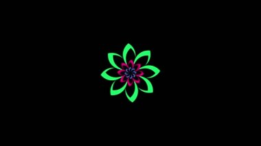 Merkezde dönen ve boyutu arttıran grafiksel tasarımlar, tüm arkaplanı kaplayacak ve 16: 9 video biçiminde, çeşitli renklerden oluşan, ortadan kaybolacak..