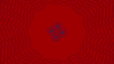 Merkezde dönen ve grafiksel çerçeve içinde boyutu büyüten ve küçülten grafiksel nesne, arkaplan hızla renk değiştirirken, 16: 9 video biçiminde bir psikedelik etki yaratır.