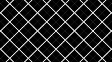 Siyah beyaz desenli, stroboskopik ve hipnotik etkiye sahip grafiksel desen, boyutu artarken ve sonra 16: 9 video biçiminde küçültürken,