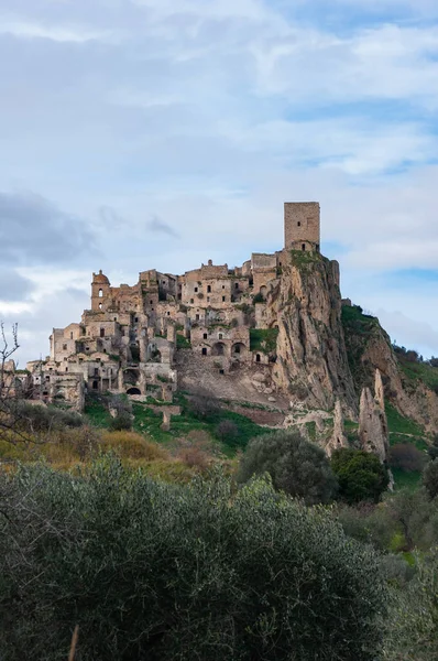 Craco Pueblo Fantasma Cerca Matera Ciudad Las Piedras Craco Famoso —  Fotos de Stock