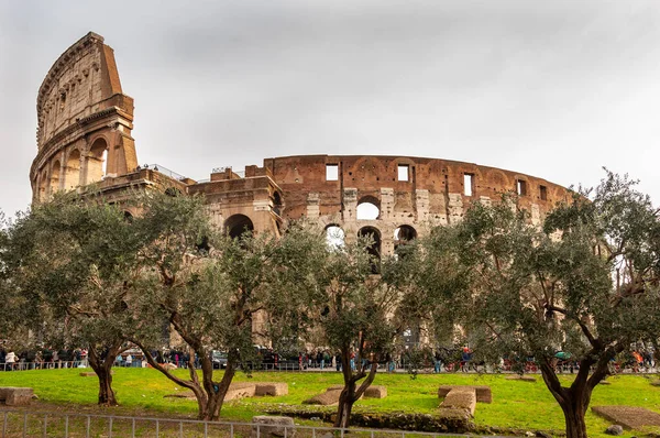 Рим Італія Зовнішня Частина Колізею Відома Виставами Гладіаторами Римській Імперії — стокове фото
