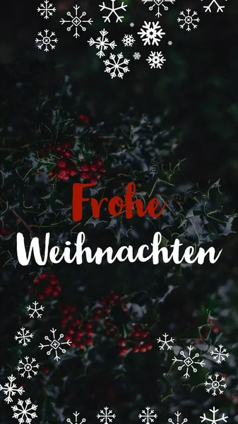 Illustration Mit Frohe Weihnachten Deutscher Sprache Mit Sternen Und Verzierungen — Stockfoto