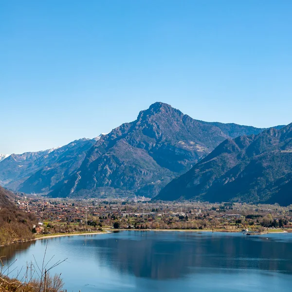 Panorama Lago Idro Cidade Anfo Com Porto Turístico Pesca Destino — Fotografia de Stock