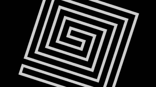 Graphic Black White Square Design Shape Labyrinth Stroboscopic Hypnotic Effect — Stock Video