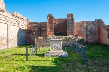 Pompeii, dünyanın en iyi korunmuş arkeolojik alanı, İtalya. Bahçeyle iç içe.