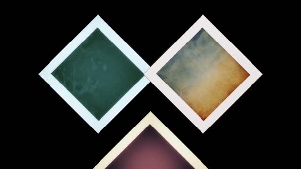 9格式的菱形图形在不同方向背景上运动的图形模式 由彩色纹理方块组成 — 图库视频影像