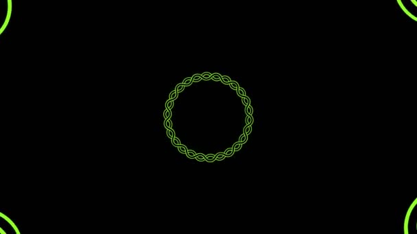 Conception graphique qui tourne au centre et augmente la taille, pour couvrir tout l'arrière-plan et disparaître, composé de différentes couleurs, au format vidéo 16 : 9 .