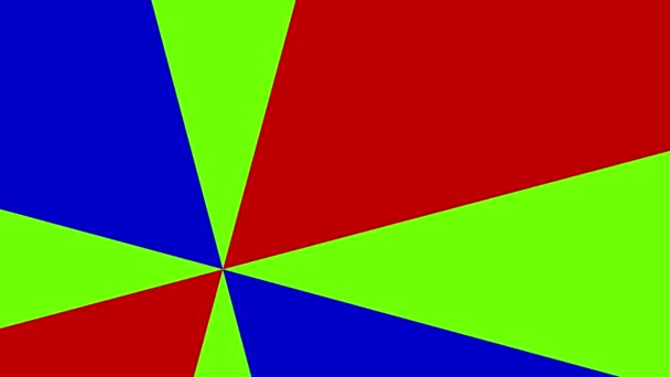 左から中央へのアンカーポイントの動きを反時計回りに回転させ 左に戻り 異なるファンカラーで構成された全体の背景をカバーする円形の2次元グラフィックパターン — ストック動画