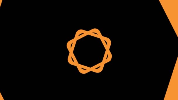 Conception graphique qui tourne au centre et augmente la taille, pour couvrir tout l'arrière-plan et disparaître, composé de différentes couleurs, au format vidéo 16 : 9 .