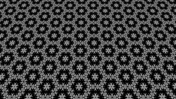 Motif vidéo 2D graphique qui s'incline et se déplace, composé de dessins et de formes aux textures multicolores, au format 4K 16 : 9 