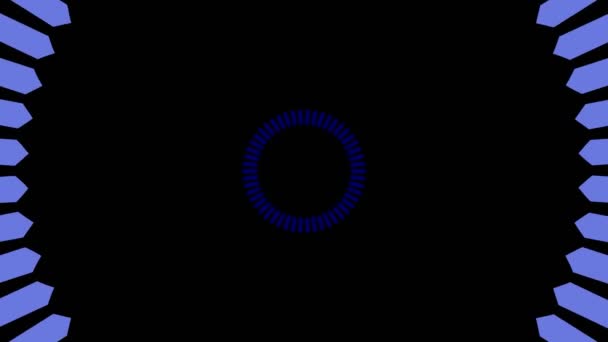Conception graphique qui tourne au centre et augmente la taille, pour couvrir tout l'arrière-plan et disparaître, composé de différentes couleurs, au format vidéo 16 : 9 .