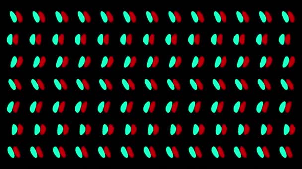 9形式で 多色のテクスチャを持つデザインや形状で構成され 上下に移動する垂直波効果の2次元グラフィックビデオパターン — ストック動画