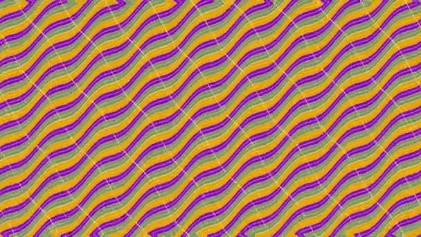 左に回転する波の効果を持つグラフィック2次元ビデオパターンは 9形式で 多色のテクスチャを持つデザインや形状で構成されています — ストック動画
