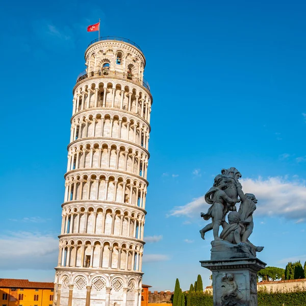 Leaning Tower Putti Fountain Piazza Dei Miracoli Pisa Всесвітня Знаменитість — стокове фото