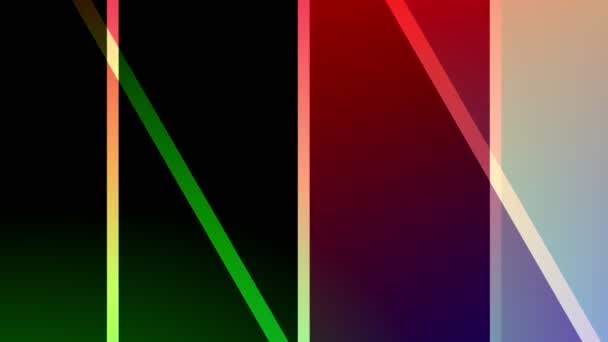 複数の色の背景に左から右へのアンカーポイントを回転および移動する2つの2次元カラーバーは 異なる色ストリップで構成されています — ストック動画