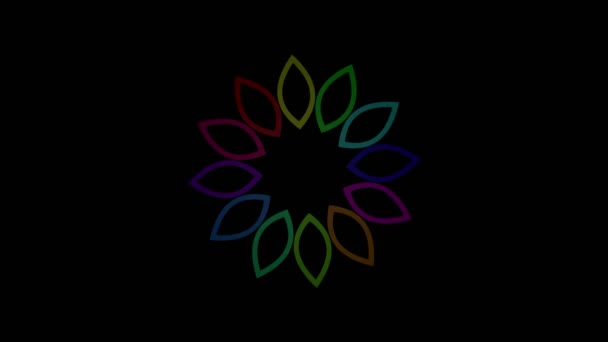 Цветной Графический Объект Вращающийся Часовой Стрелке Центре Разного Размера Фоне — стоковое видео
