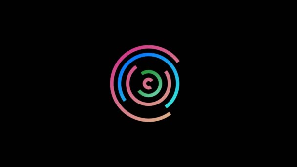 Цветной Графический Объект Вращающийся Часовой Стрелке Центре Разного Размера Фоне — стоковое видео