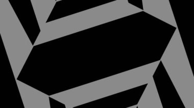 Siyah-beyaz, saat yönünde dönen, tam ekran boyutunu 16: 9 video biçiminde ortadan kaybolmaya indirgeyen, stroboskopik ve hipnotik efektli grafiksel nesne.