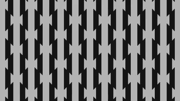 Animation graphique en noir et blanc sur fond minimal, dont la taille, l'angle et l'intensité varient, sur fond d'effet hypnotique, psychédélique et stroboscopique, au format vidéo 16 : 9 .