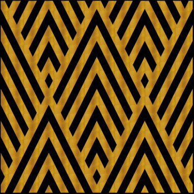 Siyah arka planda, doğrusal geometrik tarzda altın rengi Art Deco deseni. Web, duvar kağıdı, dijital grafikler, ambalaj, nesneler, ambalaj ve sanatsal dekorasyonlar için şablon.