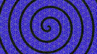 Arkaplanda saat yönünde dönen ve boyutu 16: 9 video biçiminde artan spiral efektli, stroboskopik ve hipnotik efektli renkli grafik deseni.