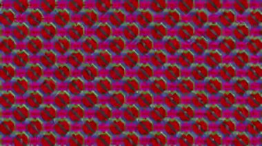 Kaleydoskop animasyonuna sahip renkli grafik deseni, psikedelik, hipnotik ve stroboskopik efektli bir arka planda, 16: 9 video biçiminde