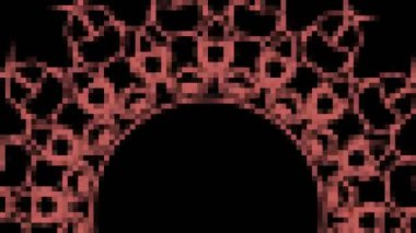 Abstract animation object on minimal black and white background, with colored mosaic effect, which varies in size, angle and intensity, in 16: 9 video format