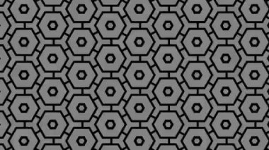 Siyah beyaz desenli, stroboskopik ve hipnotik etkiye sahip grafiksel desen, boyutu artarken ve sonra 16: 9 video biçiminde küçültürken,