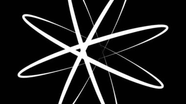 Siyah-beyaz, saat yönünde dönen, tam ekran boyutunu 16: 9 video biçiminde ortadan kaybolmaya indirgeyen, stroboskopik ve hipnotik efektli grafiksel nesne.