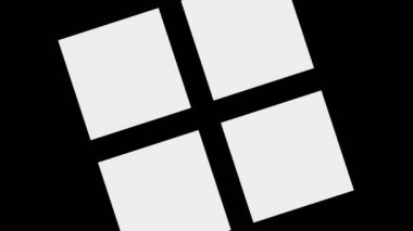 Siyah-beyaz, saat yönünde dönen, tam ekran boyutunu 16: 9 video biçiminde ortadan kaybolmaya indirgeyen, stroboskopik ve hipnotik efektli grafiksel nesne.