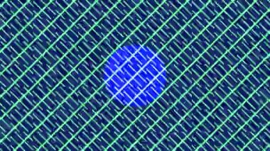 Arka planda stroboskopik ve hipnotik efektli renkli grafik desen, boyutu artarken merkezden dairesel geçiş efektiyle, 16: 9 video biçiminde