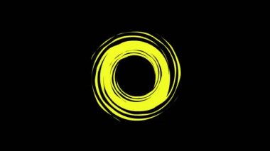 Merkezde saat yönünde dönen renkli grafik nesne, boyutu değişen, hipnotik, psikedelik ve stroboskopik bir efekte sahip bir zemin üzerinde, 16: 9 video biçiminde.
