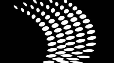Siyah-beyaz, saat yönünde dönen, tam ekran boyutunu 16: 9 video biçiminde ortadan kaybolmaya indirgeyen, stroboskopik ve hipnotik efektli grafiksel nesne.