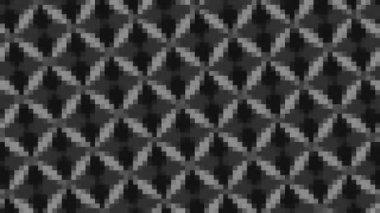  Abstract animation in black and white on a minimal background with mosaic effect, which rotates, varies in size, angle and intensity, in 16: 9 video format