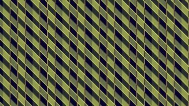 Two sets of color bars that move and oscillate with a hypnotic effect, an anchor point from top left to bottom right corner on the background, made up of different color strips.