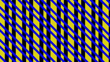 Two sets of color bars that move and oscillate with a hypnotic effect, an anchor point from top left to bottom right corner on the background, made up of different color strips.
