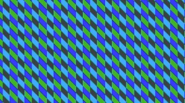 Two sets of color bars that move and oscillate with a hypnotic effect, an anchor point from top left to bottom right corner on the background, made up of different color strips.