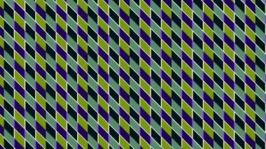 Two sets of color bars that move and oscillate with a hypnotic effect, an anchor point from top left to bottom right corner on the background, made up of different color strips.