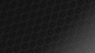 Soyut dokuya göre boyut, açı ve yoğunluk olarak değişen minimal arkaplan üzerinde siyah ve beyaz grafik animasyonu, 16: 9 video biçiminde.