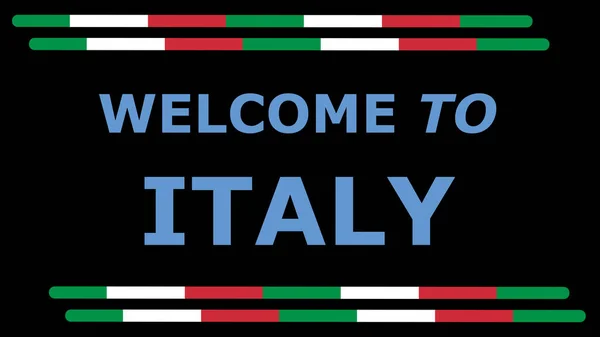 Εικονογράφηση Σλόγκαν Κείμενο Welcome Italy Πλαίσιο Ελάχιστο Φόντο Χρωματισμένο Μοντέλο — Φωτογραφία Αρχείου