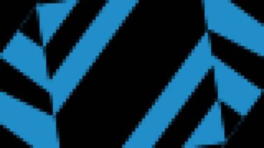 Abstract animation object on minimal black and white background, with colored mosaic effect, which varies in size, angle and intensity, in 16: 9 video format