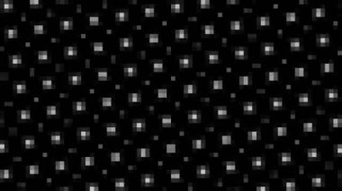 Abstract animation in black and white on a minimal background with mosaic effect, which rotates, varies in size, angle and intensity, in 16: 9 video format