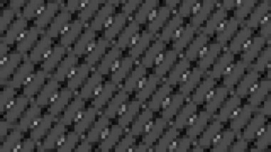 Abstract animation in black and white on a minimal background with mosaic effect, which rotates, varies in size, angle and intensity, in 16: 9 video format