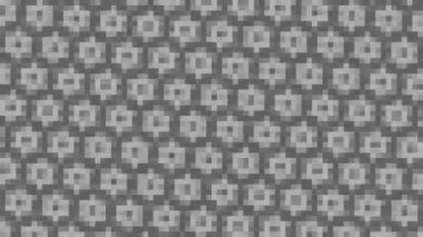 Abstract animation in black and white on a minimal background with mosaic effect, which rotates, varies in size, angle and intensity, in 16: 9 video format