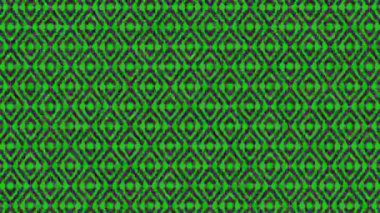 Kaleydoskop animasyonuna sahip renkli grafik deseni, psikedelik, hipnotik ve stroboskopik efektli bir arka planda, 16: 9 video biçiminde