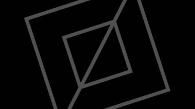 Siyah-beyaz, saat yönünde dönen, tam ekran boyutunu 16: 9 video biçiminde ortadan kaybolmaya indirgeyen, stroboskopik ve hipnotik efektli grafiksel nesne.